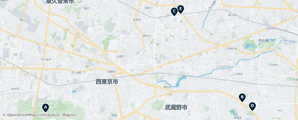 Map of Nishi-tokyo
