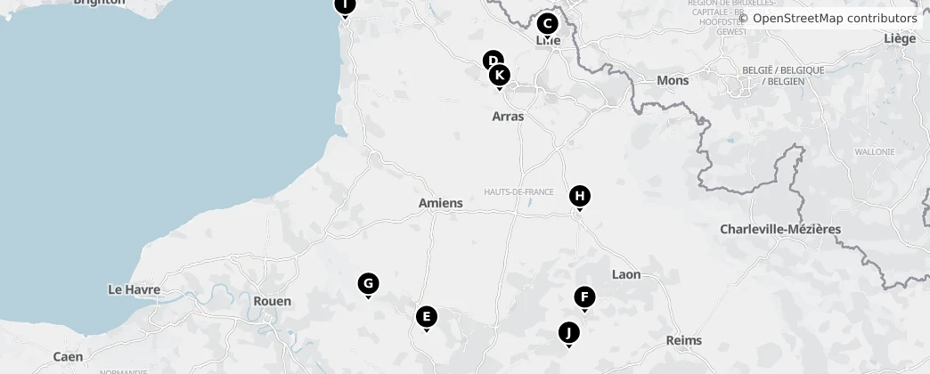 Map of Norte-Passo-de-Calais e Picardia