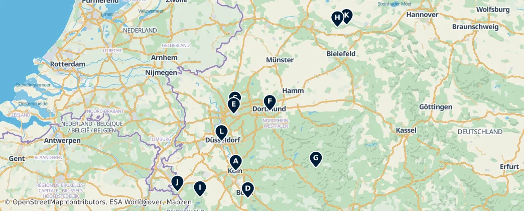 Map of Renânia do Norte-Vestfália