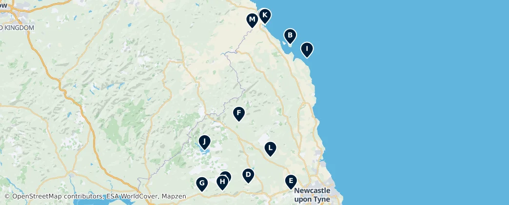 Map of Northumberland
