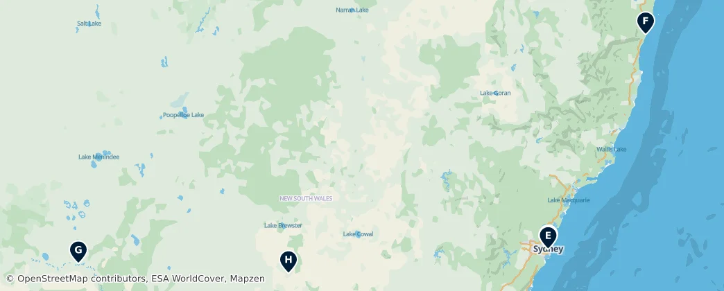 Map of Nova Gales do Sul
