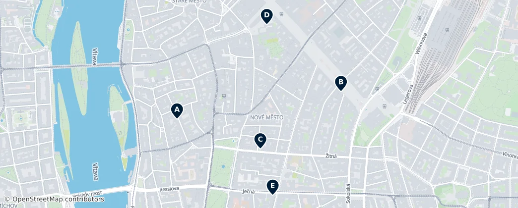 Map of Nové Město