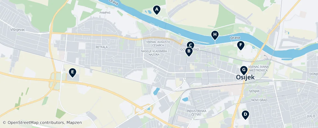 Map of Osijek