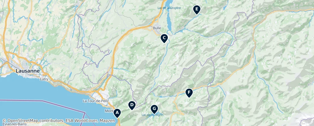 Map of Gruyère Pays-d'Enhaut Regional Nature Park