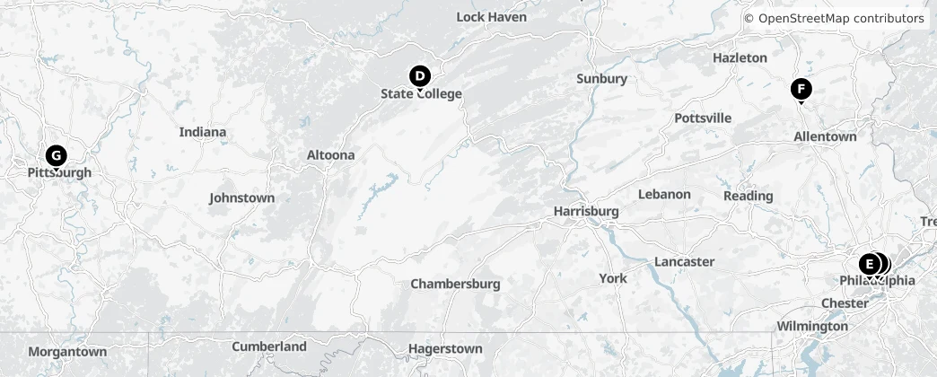 Map of Pensilvânia