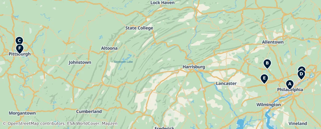 Map of Pensilvânia