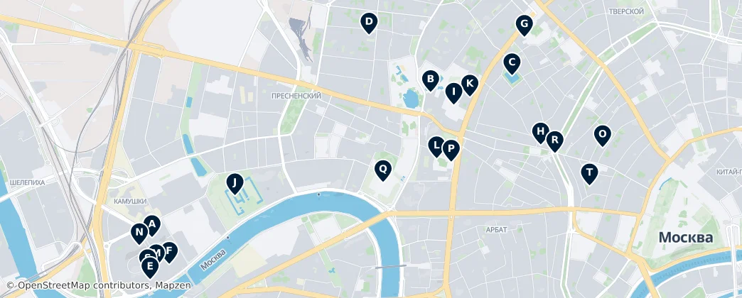 Map of Divisões administrativas de Moscou