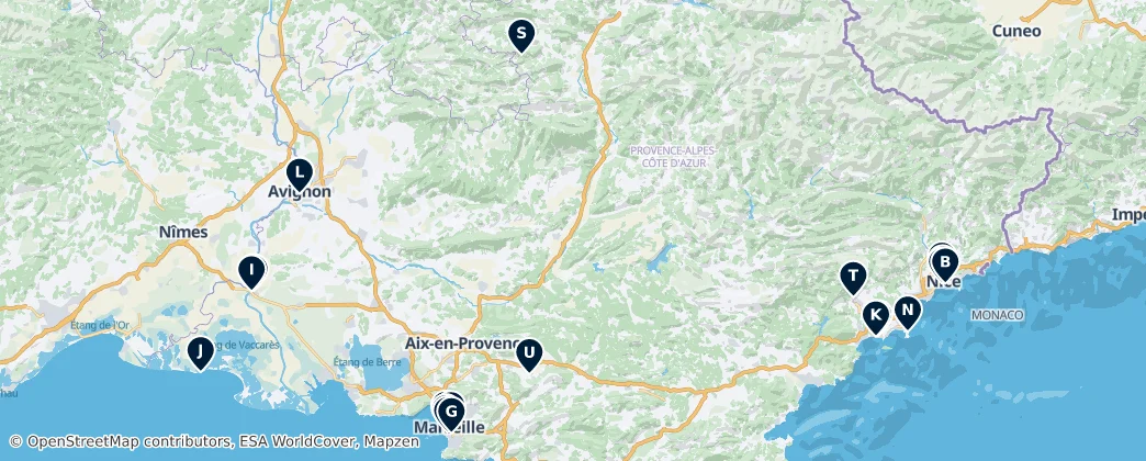 Map of Provença-Alpes-Costa Azul