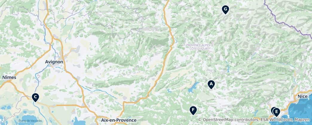 Map of Provença-Alpes-Costa Azul