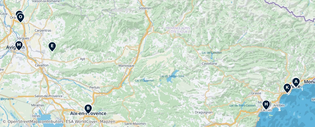 Map of Provença-Alpes-Costa Azul
