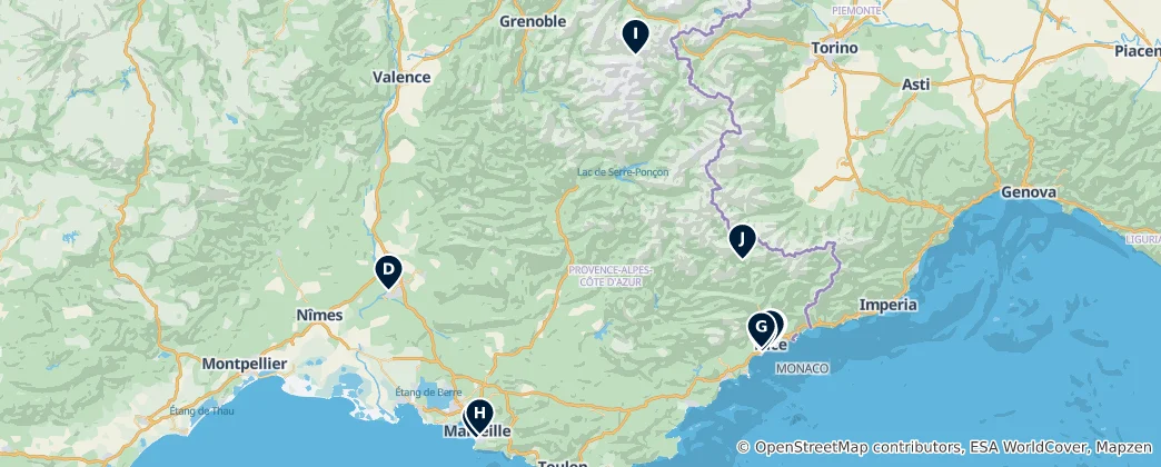 Map of Provença-Alpes-Costa Azul