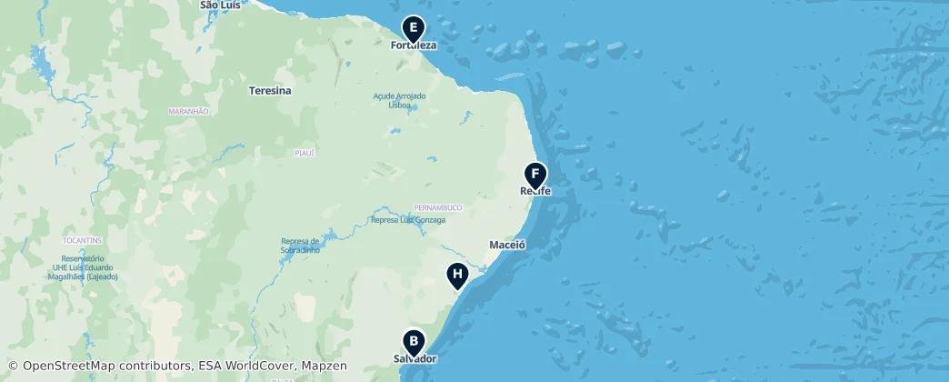Map of Região Nordeste do Brasil