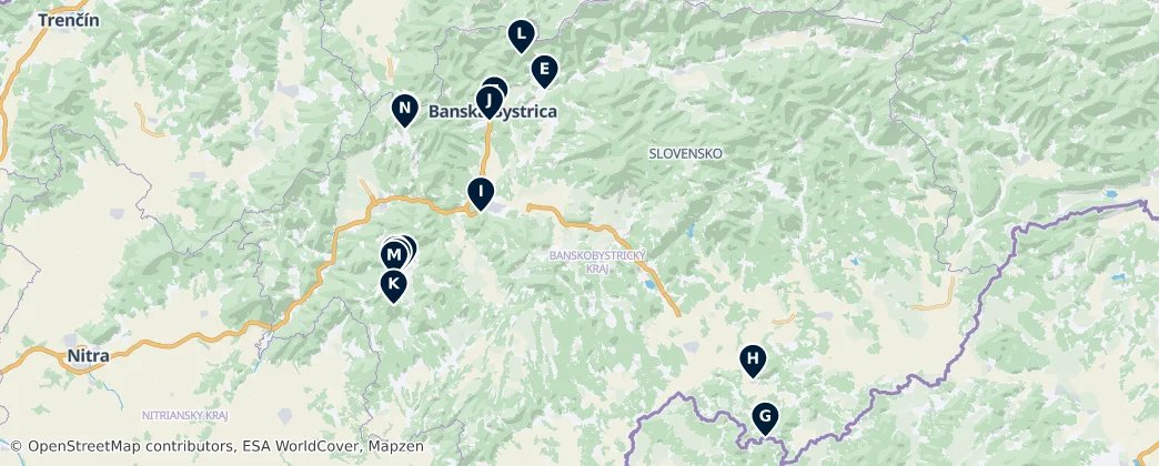 Map of Banskobystrický kraj