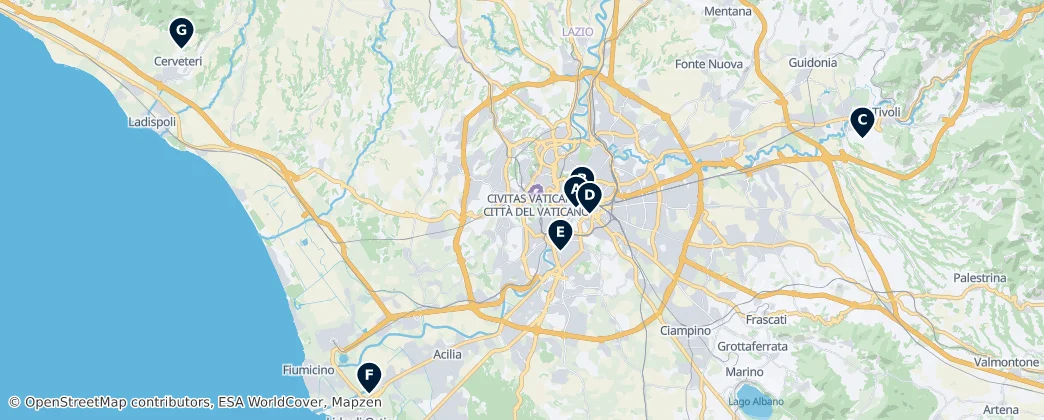 Map of Metropolitan City of Rome Capital