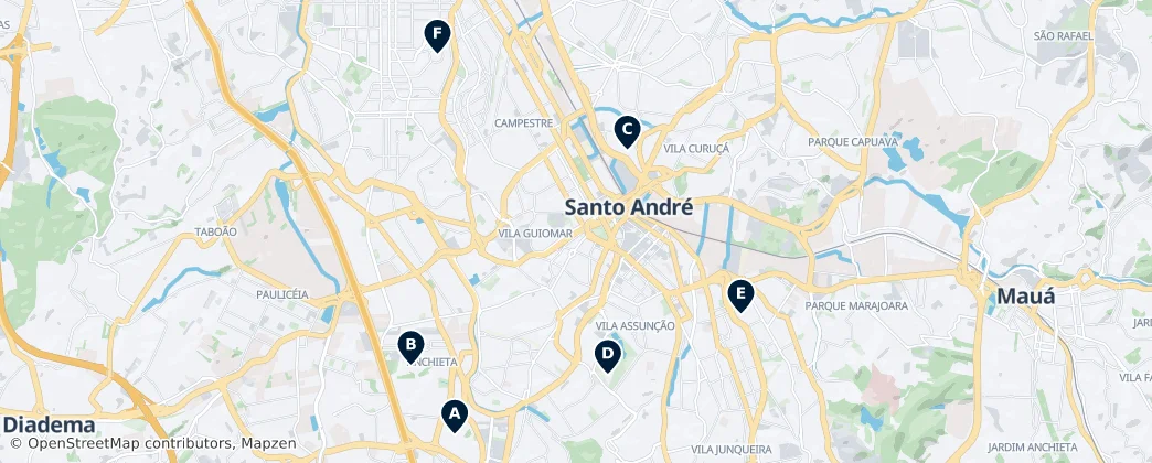 Map of Santo André