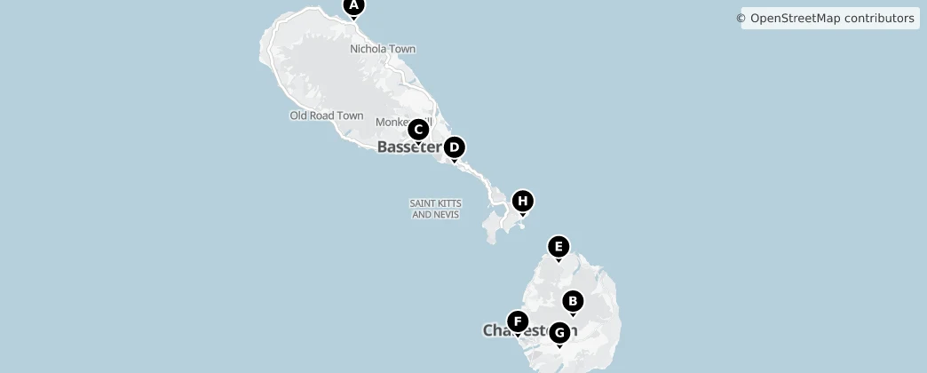 Map of São Cristóvão e Nevis