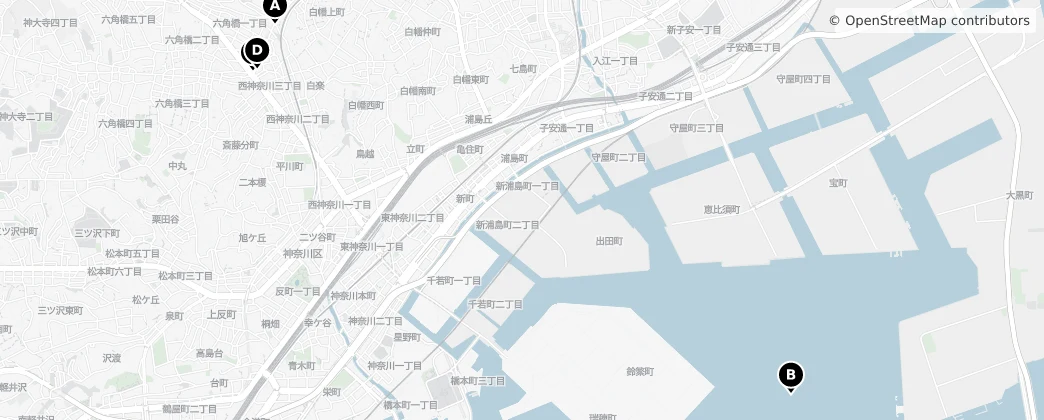 Map of Kanagawa Ward