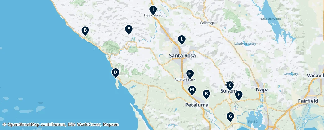 Map of Condado de Sonoma
