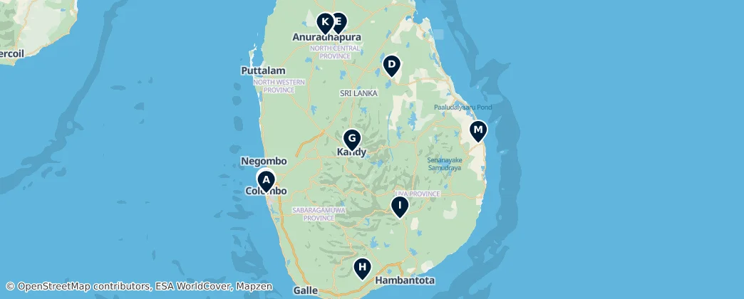 Map of Srí Lanka