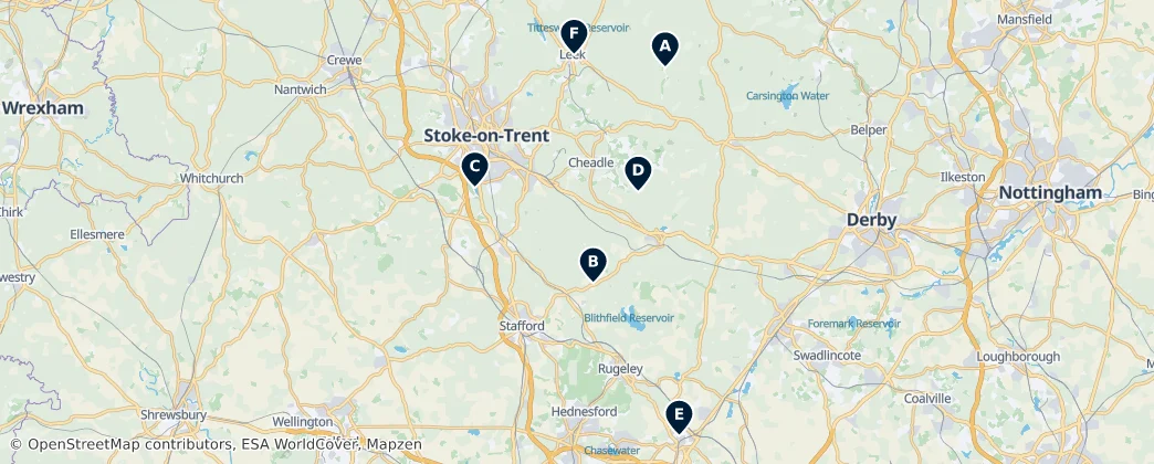 Map of Staffordshire