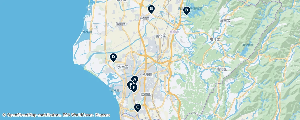 Map of Tainan