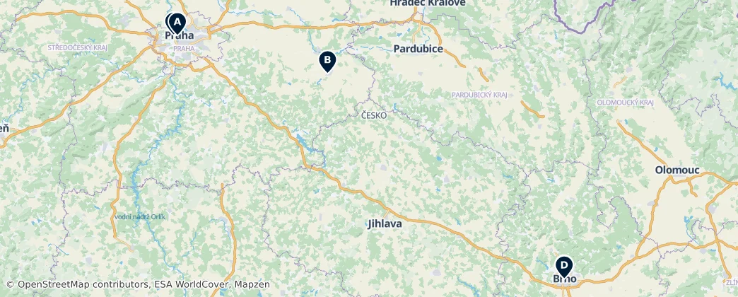 Map of Tcheca