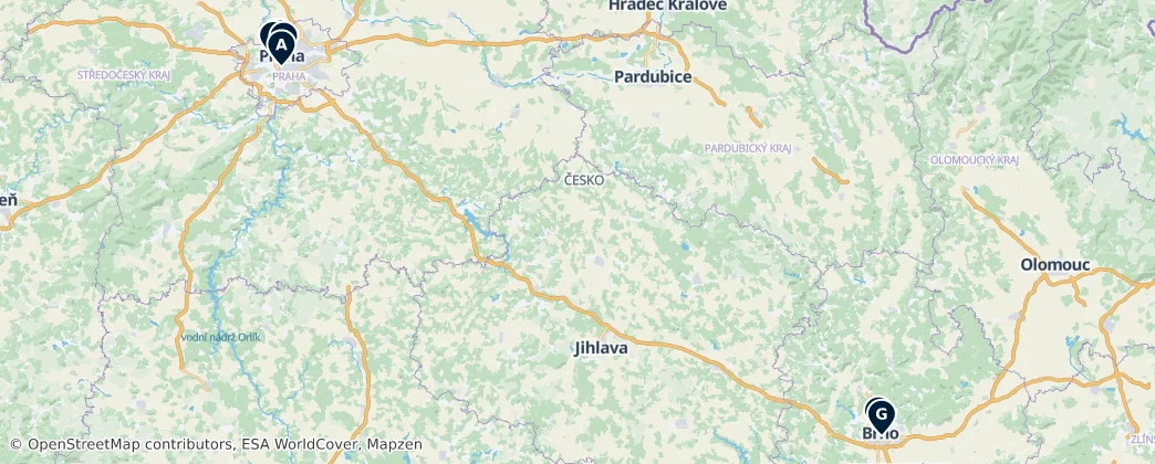 Map of Tcheca