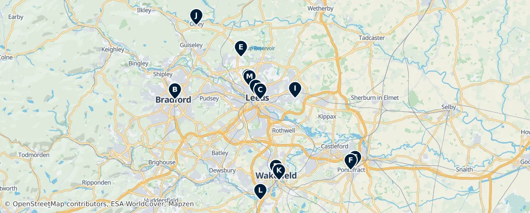 Map of West Yorkshire