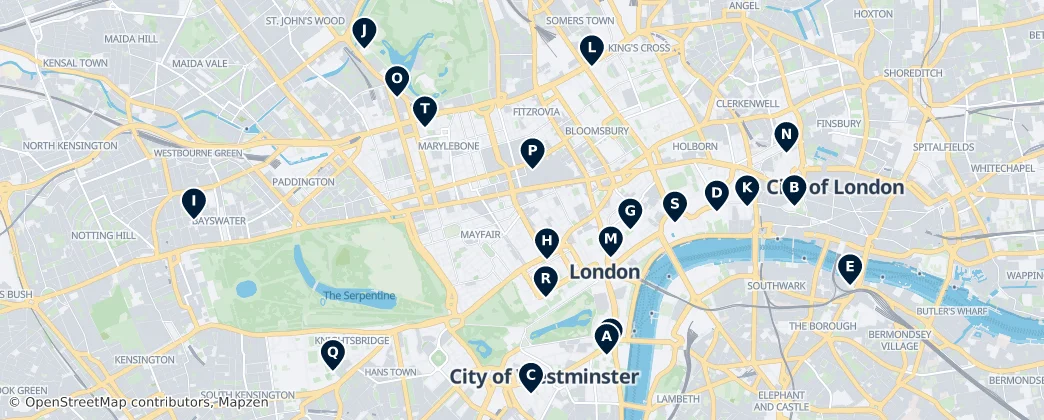 Map of Cidade de Westminster