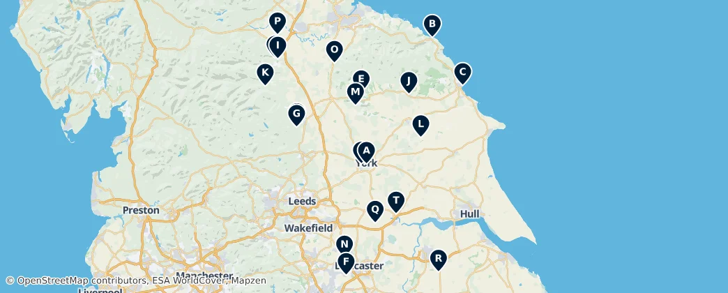 Map of Yorkshire and the Humber