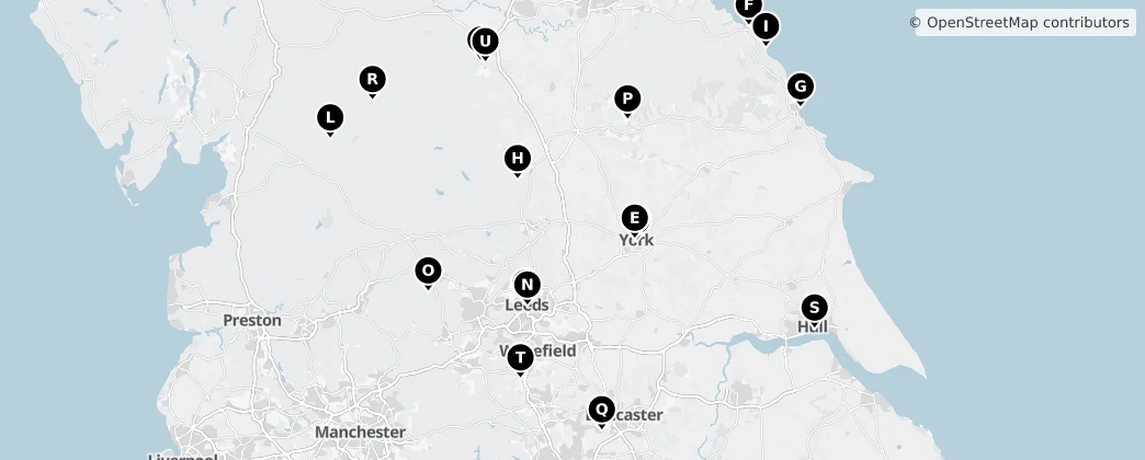Map of Yorkshire and the Humber