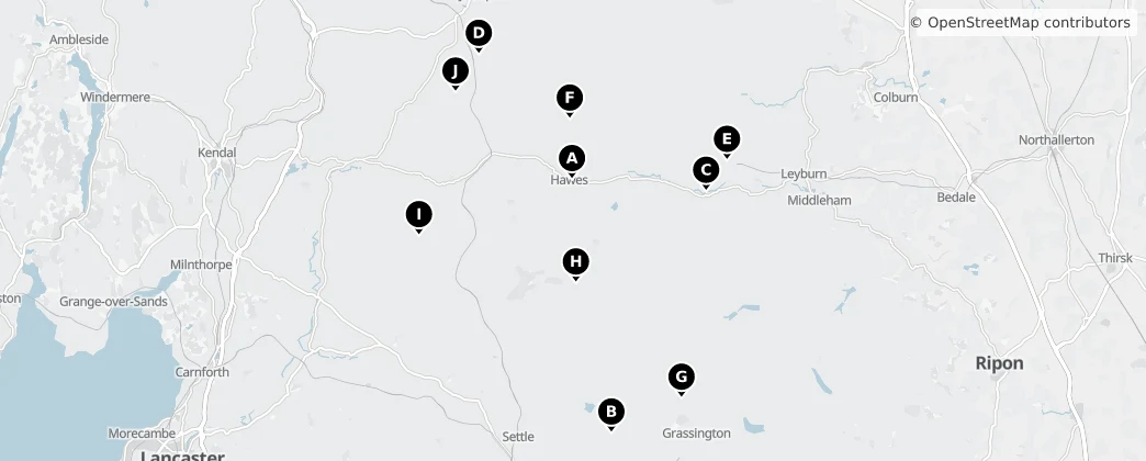 Map of Yorkshire Dales National Park