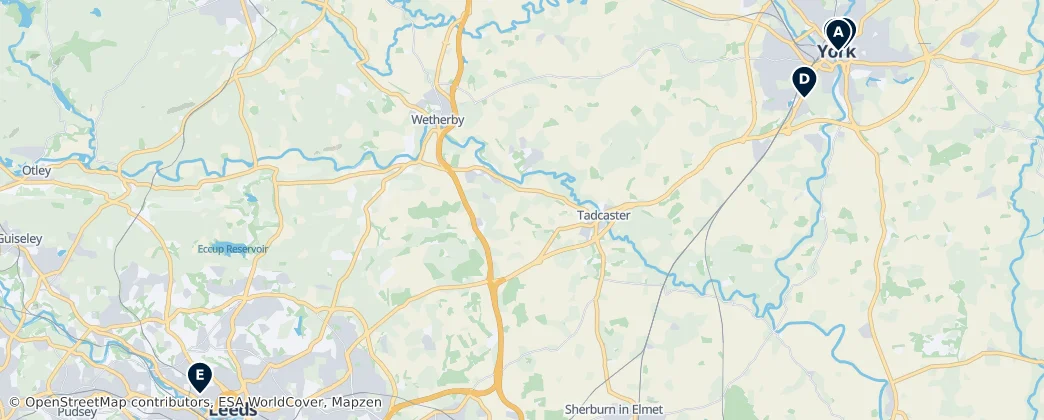 Map of Yorkshire and the Humber