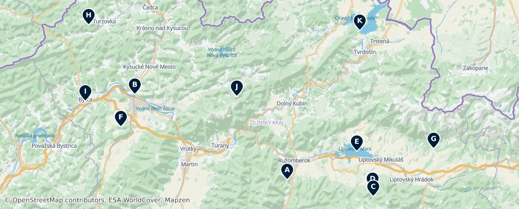 Map of Žilina Region