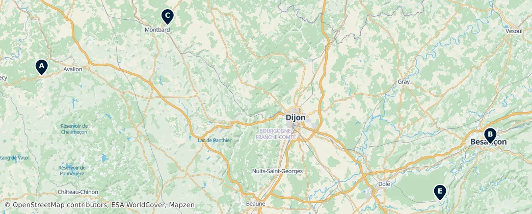Map of Бургундия — Франш-Конте