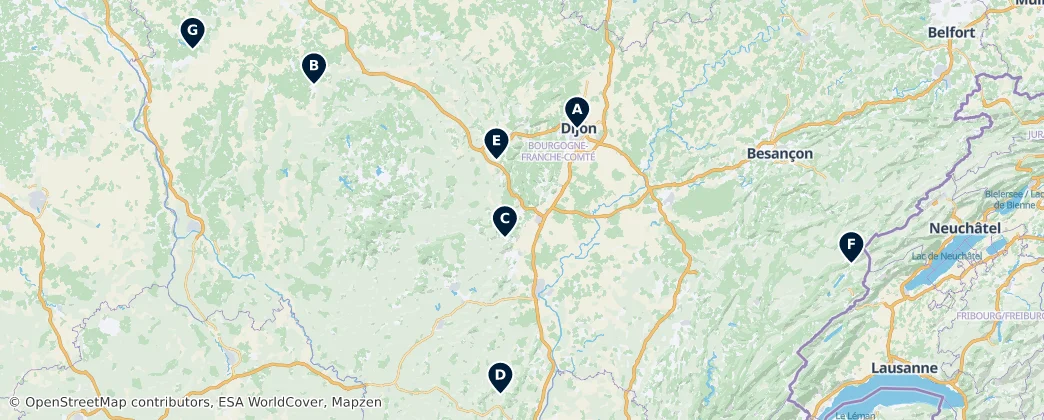 Map of Бургундия — Франш-Конте