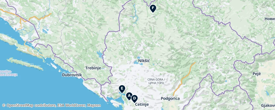 Map of Черногория