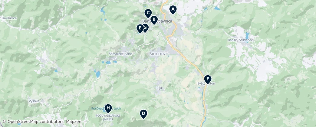 Map of Štiavnické vrchy Protected Landscape Area