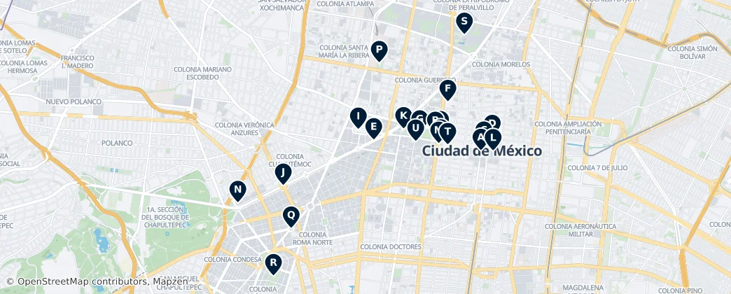Map of Cuauhtémoc, Mexico City