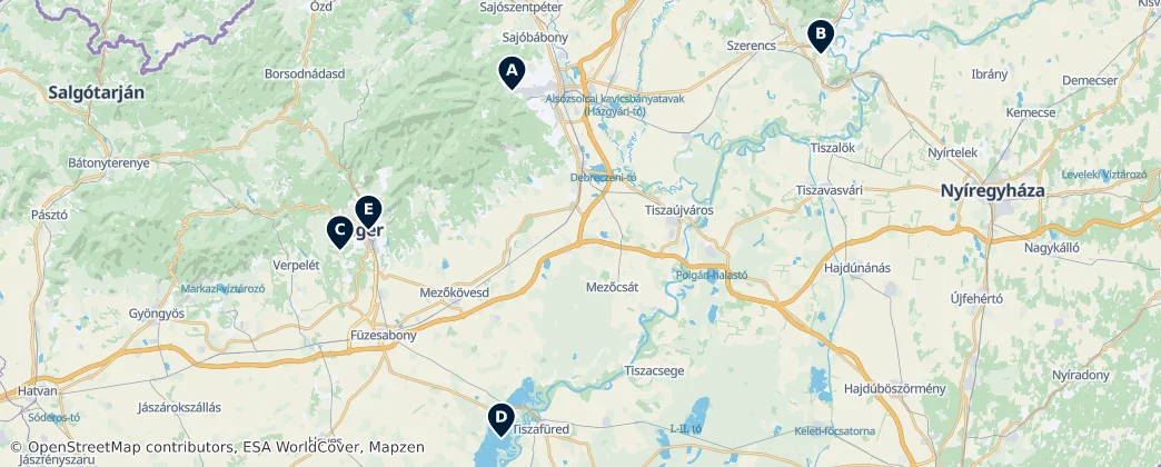 Map of Архиепархия Эгера