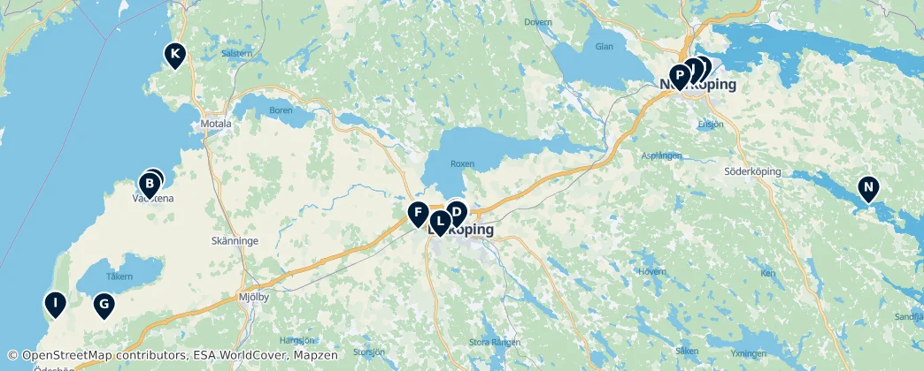Map of Landskapet Östergötland