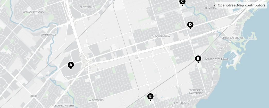 Map of Этобико — Лейкшор