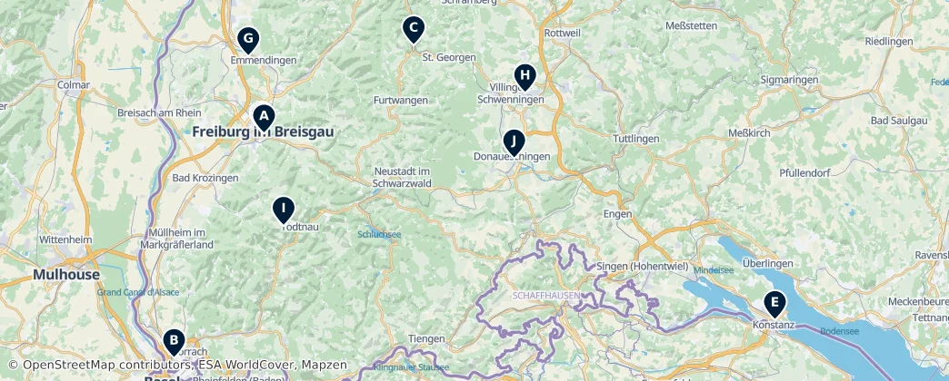 Map of Фрайбург