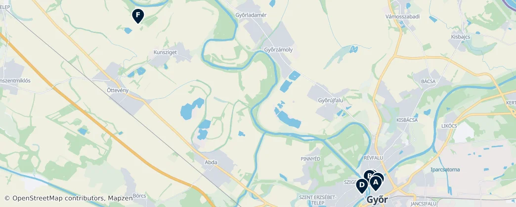 Map of Győri járás