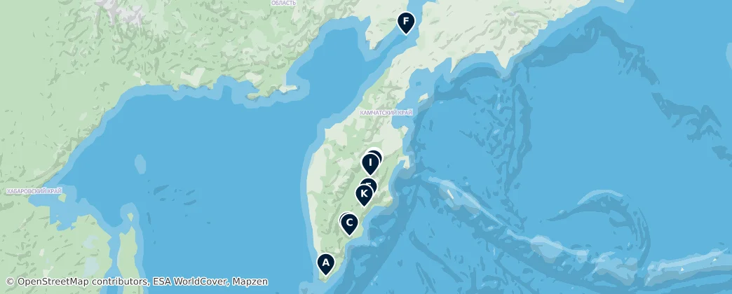 Map of Камчатский край