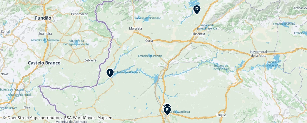 Map of Касерес