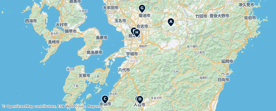 Map of Кумамото