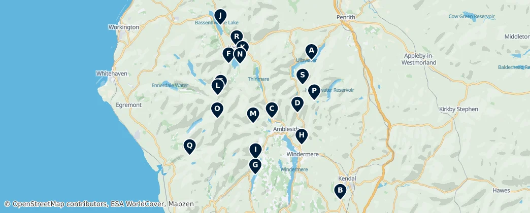 Map of Lake District National Park