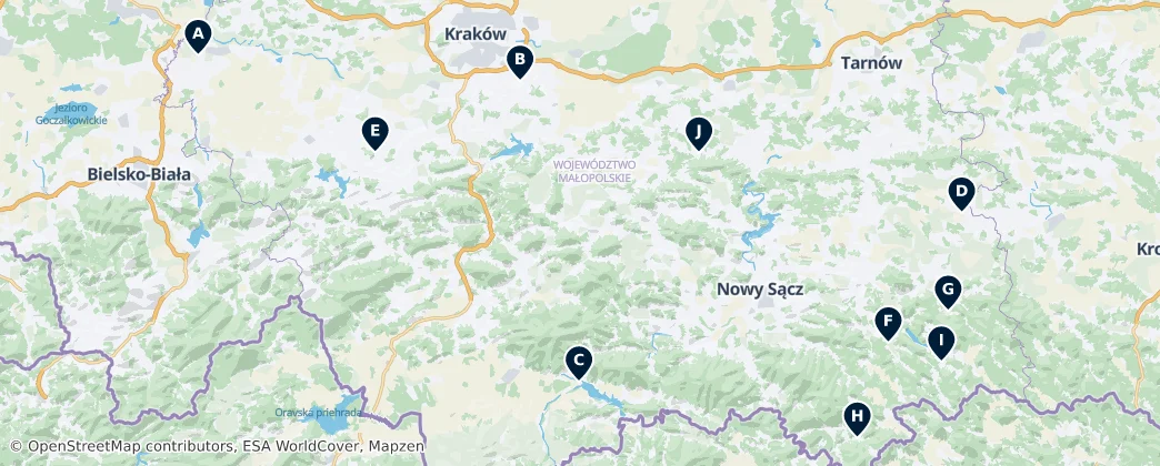 Map of Малопольское воеводство