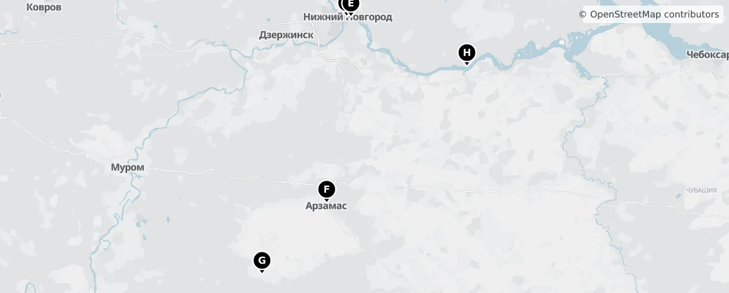 Map of Нижегородская область